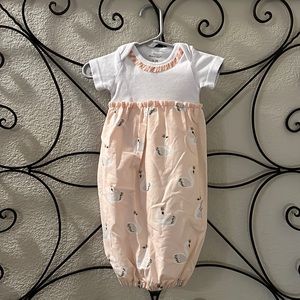 Boutique Momsbabe 6-9 Months Swan 🦢 Gown with Built-in Onesie